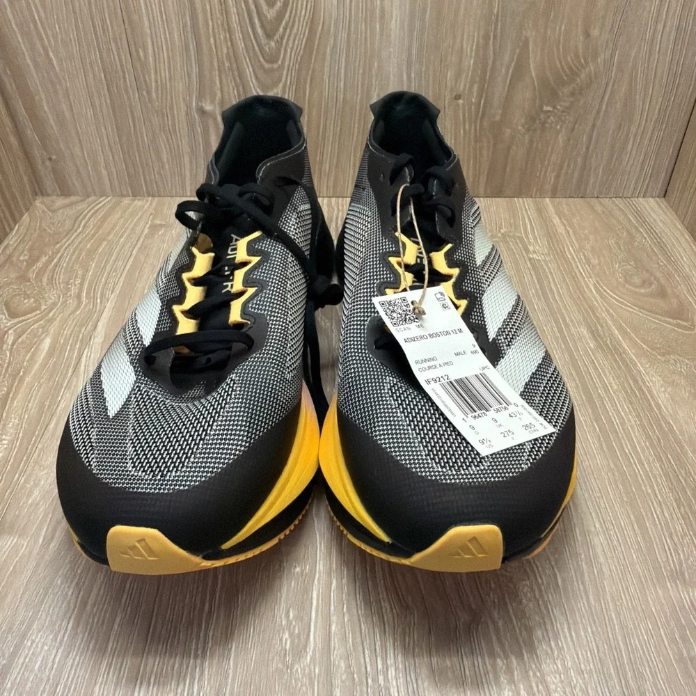 Adidas Adizero Boston 12 Men's Size 9.5 Running Shoes Black Spark IF9212 NWT